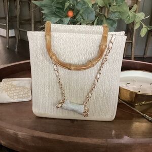 NEW Tommy Bahama Woven Small Tote Light Beige